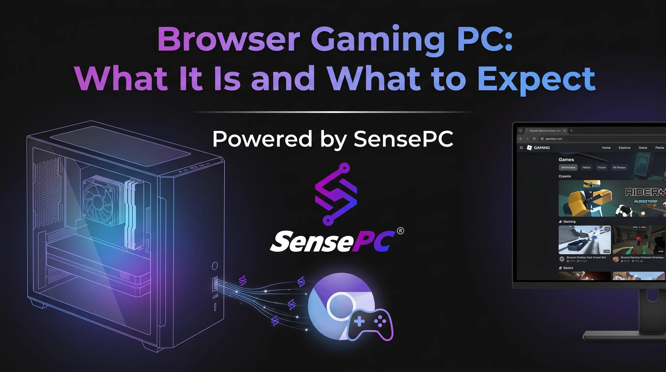 A browser gaming PC is a cloud-hosted Windows desktop with dedicated GPU hardware